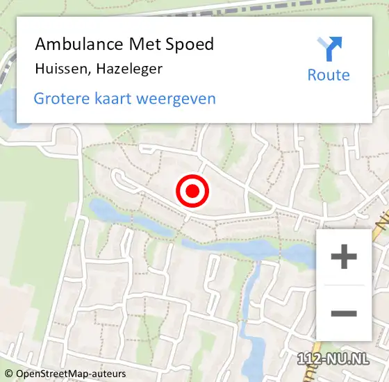 Locatie op kaart van de 112 melding: Ambulance Met Spoed Naar Huissen, Hazeleger op 31 augustus 2022 22:02