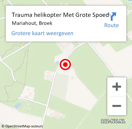 Locatie op kaart van de 112 melding: Trauma helikopter Met Grote Spoed Naar Mariahout, Broek op 31 augustus 2022 22:53
