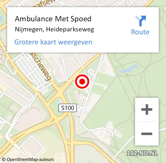 Locatie op kaart van de 112 melding: Ambulance Met Spoed Naar Nijmegen, Heideparkseweg op 31 augustus 2022 23:19