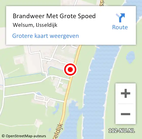 Locatie op kaart van de 112 melding: Brandweer Met Grote Spoed Naar Welsum, IJsseldijk op 1 september 2022 03:22