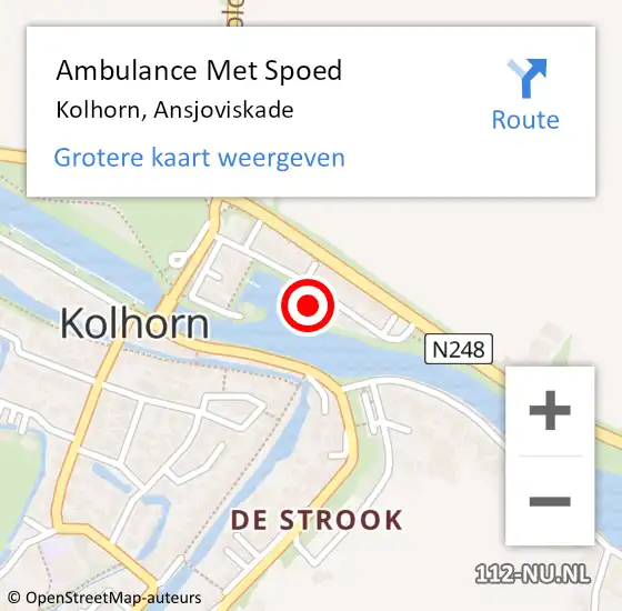 Locatie op kaart van de 112 melding: Ambulance Met Spoed Naar Kolhorn, Ansjoviskade op 1 september 2022 08:41