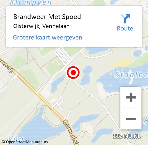 Locatie op kaart van de 112 melding: Brandweer Met Spoed Naar Oisterwijk, Vennelaan op 1 september 2022 08:41