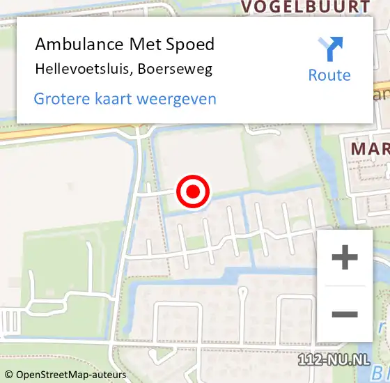 Locatie op kaart van de 112 melding: Ambulance Met Spoed Naar Hellevoetsluis, Boerseweg op 1 september 2022 13:08