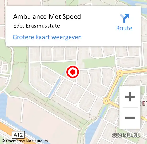 Locatie op kaart van de 112 melding: Ambulance Met Spoed Naar Ede, Erasmusstate op 1 september 2022 13:23