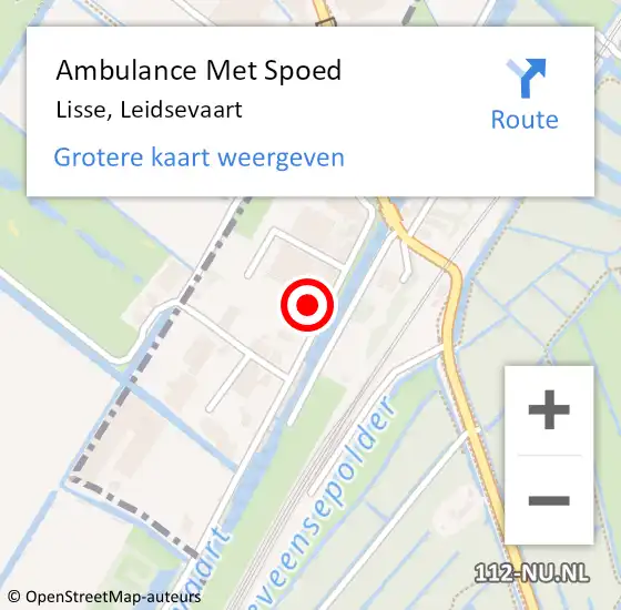 Locatie op kaart van de 112 melding: Ambulance Met Spoed Naar Lisse, Leidsevaart op 1 september 2022 13:33