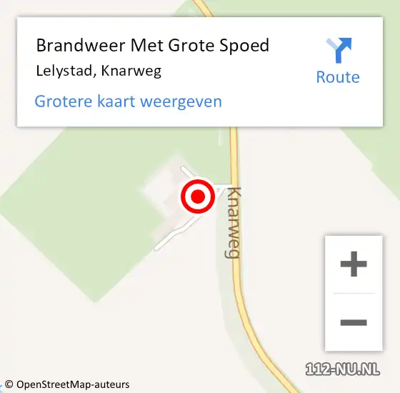 Locatie op kaart van de 112 melding: Brandweer Met Grote Spoed Naar Lelystad, Knarweg op 1 september 2022 14:17