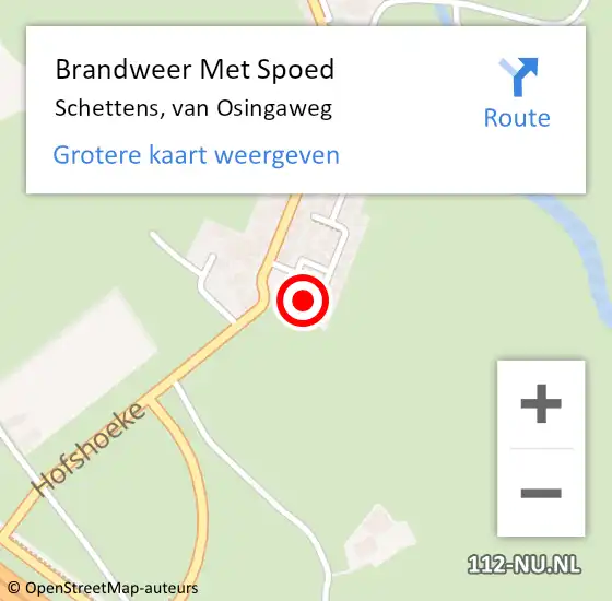 Locatie op kaart van de 112 melding: Brandweer Met Spoed Naar Schettens, van Osingaweg op 1 september 2022 14:52