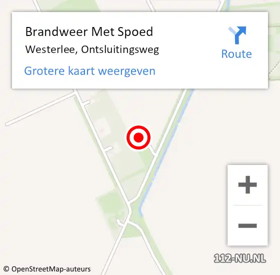 Locatie op kaart van de 112 melding: Brandweer Met Spoed Naar Westerlee, Ontsluitingsweg op 1 september 2022 15:08