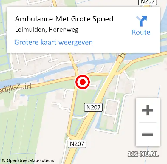 Locatie op kaart van de 112 melding: Ambulance Met Grote Spoed Naar Leimuiden, Herenweg op 1 september 2022 16:07
