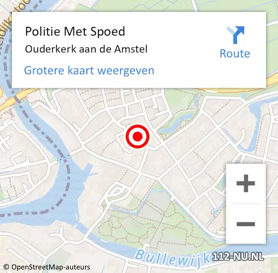 Locatie op kaart van de 112 melding: Politie Met Spoed Naar Ouderkerk aan de Amstel op 1 september 2022 17:36