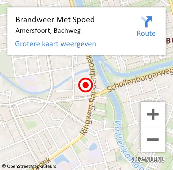 Locatie op kaart van de 112 melding: Brandweer Met Spoed Naar Amersfoort, Bachweg op 1 september 2022 19:35