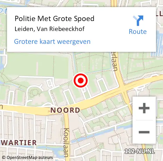 Locatie op kaart van de 112 melding: Politie Met Grote Spoed Naar Leiden, Van Riebeeckhof op 1 september 2022 19:56