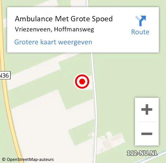 Locatie op kaart van de 112 melding: Ambulance Met Grote Spoed Naar Vriezenveen, Hoffmansweg op 1 september 2022 20:24
