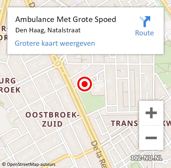 Locatie op kaart van de 112 melding: Ambulance Met Grote Spoed Naar Den Haag, Natalstraat op 1 september 2022 23:35