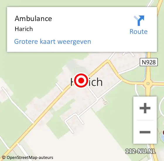Locatie op kaart van de 112 melding: Ambulance Harich op 2 september 2022 00:10