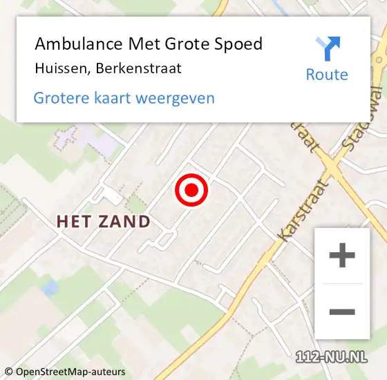 Locatie op kaart van de 112 melding: Ambulance Met Grote Spoed Naar Huissen, Berkenstraat op 2 september 2022 08:30