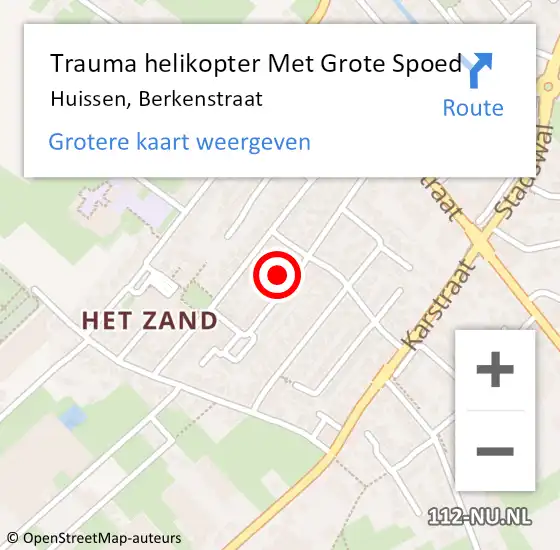 Locatie op kaart van de 112 melding: Trauma helikopter Met Grote Spoed Naar Huissen, Berkenstraat op 2 september 2022 08:30