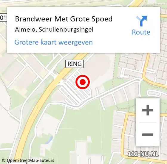 Locatie op kaart van de 112 melding: Brandweer Met Grote Spoed Naar Almelo, Schuilenburgsingel op 2 september 2022 08:34
