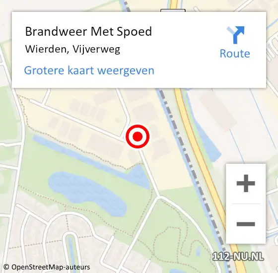 Locatie op kaart van de 112 melding: Brandweer Met Spoed Naar Wierden, Vijverweg op 2 september 2022 08:44
