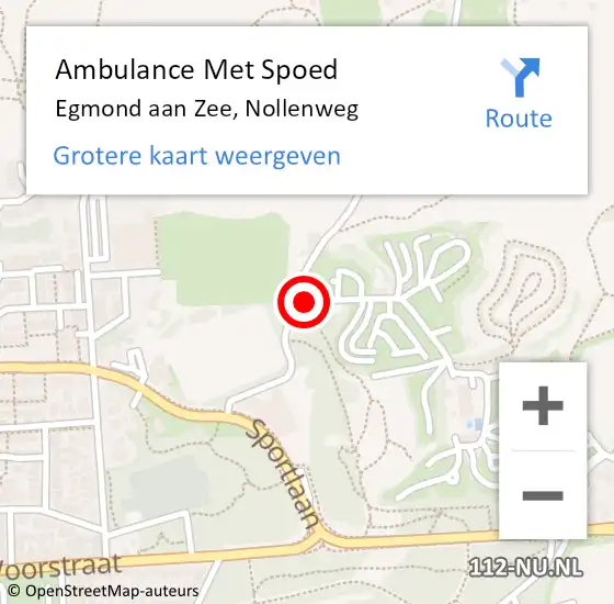 Locatie op kaart van de 112 melding: Ambulance Met Spoed Naar Egmond aan Zee, Nollenweg op 2 september 2022 09:34