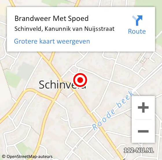 Locatie op kaart van de 112 melding: Brandweer Met Spoed Naar Schinveld, Kanunnik van Nuijsstraat op 2 september 2022 10:37
