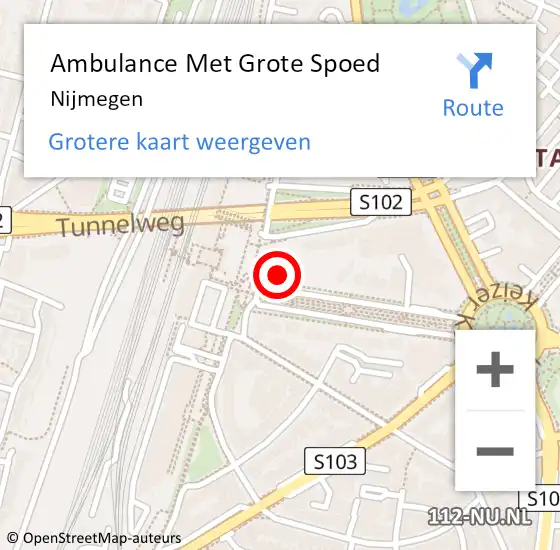 Locatie op kaart van de 112 melding: Ambulance Met Grote Spoed Naar Nijmegen op 28 juli 2014 11:28