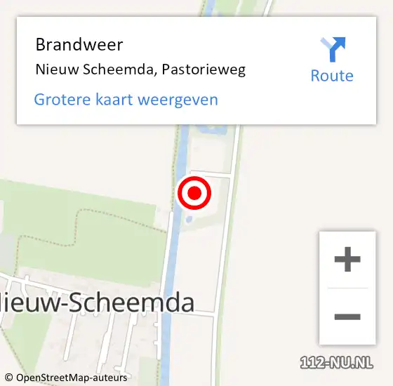 Locatie op kaart van de 112 melding: Brandweer Nieuw Scheemda, Pastorieweg op 2 september 2022 12:00