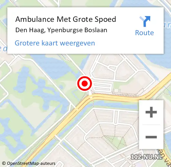 Locatie op kaart van de 112 melding: Ambulance Met Grote Spoed Naar Den Haag, Ypenburgse Boslaan op 2 september 2022 12:30