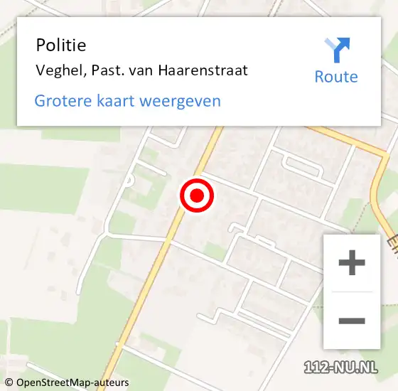 Locatie op kaart van de 112 melding: Politie Veghel, Past. van Haarenstraat op 2 september 2022 13:45