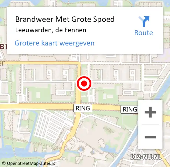 Locatie op kaart van de 112 melding: Brandweer Met Grote Spoed Naar Leeuwarden, de Fennen op 2 september 2022 13:45