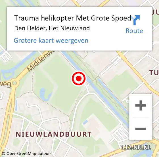 Locatie op kaart van de 112 melding: Trauma helikopter Met Grote Spoed Naar Den Helder, Het Nieuwland op 2 september 2022 13:56