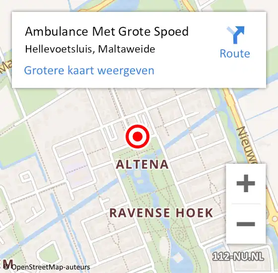 Locatie op kaart van de 112 melding: Ambulance Met Grote Spoed Naar Hellevoetsluis, Maltaweide op 2 september 2022 14:21