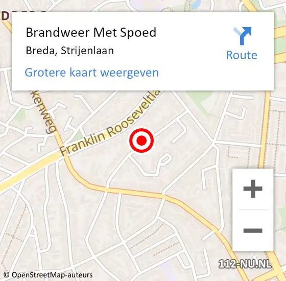 Locatie op kaart van de 112 melding: Brandweer Met Spoed Naar Breda, Strijenlaan op 2 september 2022 15:05