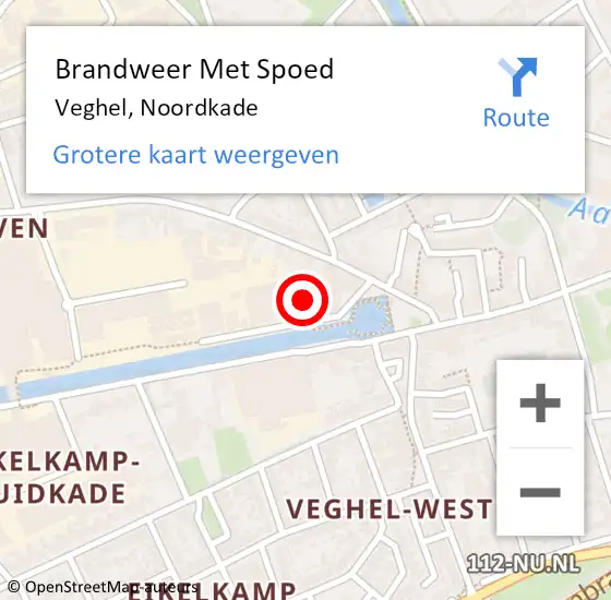 Locatie op kaart van de 112 melding: Brandweer Met Spoed Naar Veghel, Noordkade op 2 september 2022 16:11