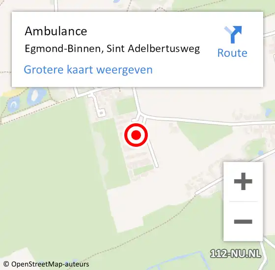 Locatie op kaart van de 112 melding: Ambulance Egmond-Binnen, Sint Adelbertusweg op 2 september 2022 16:31