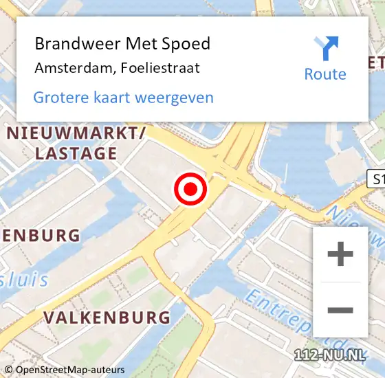 Locatie op kaart van de 112 melding: Brandweer Met Spoed Naar Amsterdam, Foeliestraat op 2 september 2022 18:20