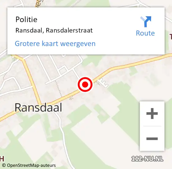 Locatie op kaart van de 112 melding: Politie Ransdaal, Ransdalerstraat op 2 september 2022 19:18