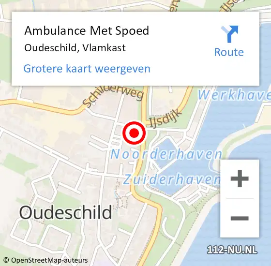 Locatie op kaart van de 112 melding: Ambulance Met Spoed Naar Oudeschild, Vlamkast op 2 september 2022 19:22