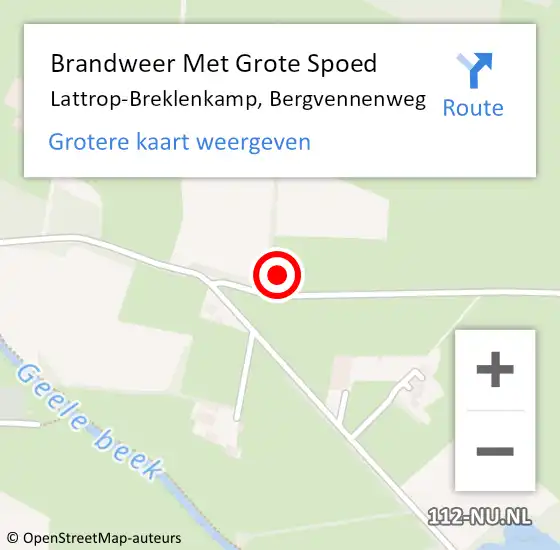 Locatie op kaart van de 112 melding: Brandweer Met Grote Spoed Naar Lattrop-Breklenkamp, Bergvennenweg op 2 september 2022 22:37