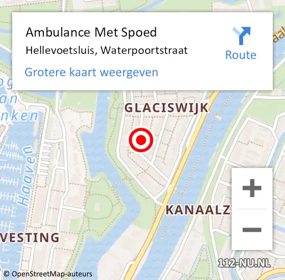 Locatie op kaart van de 112 melding: Ambulance Met Spoed Naar Hellevoetsluis, Waterpoortstraat op 2 september 2022 23:27