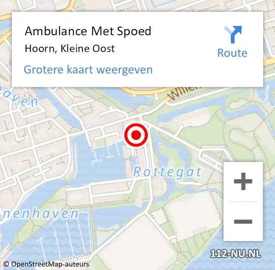 Locatie op kaart van de 112 melding: Ambulance Met Spoed Naar Hoorn, Kleine Oost op 2 september 2022 23:52