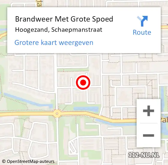 Locatie op kaart van de 112 melding: Brandweer Met Grote Spoed Naar Hoogezand, Schaepmanstraat op 3 september 2022 00:19