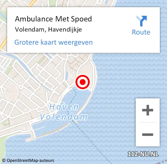 Locatie op kaart van de 112 melding: Ambulance Met Spoed Naar Volendam, Havendijkje op 3 september 2022 00:45