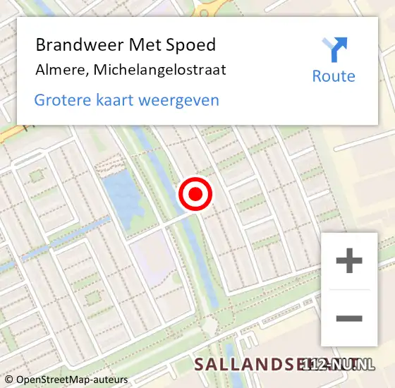 Locatie op kaart van de 112 melding: Brandweer Met Spoed Naar Almere, Michelangelostraat op 3 september 2022 01:41