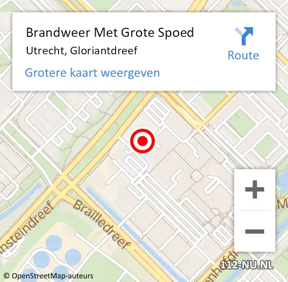 Locatie op kaart van de 112 melding: Brandweer Met Grote Spoed Naar Utrecht, Gloriantdreef op 3 september 2022 02:28