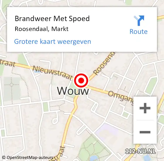 Locatie op kaart van de 112 melding: Brandweer Met Spoed Naar Roosendaal, Markt op 3 september 2022 03:07