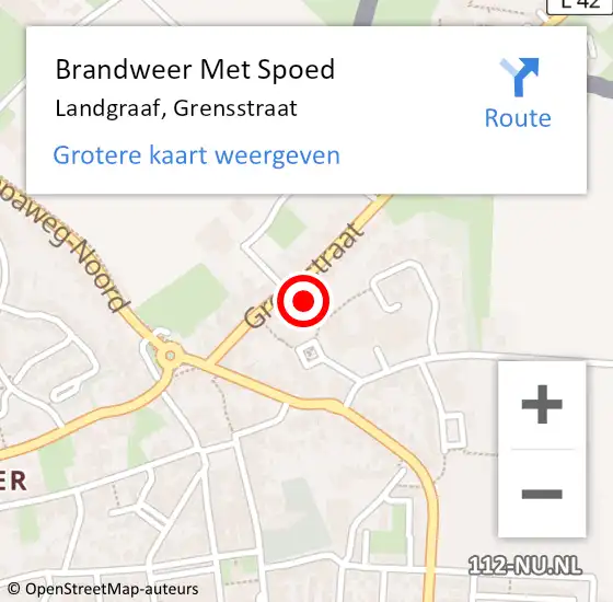 Locatie op kaart van de 112 melding: Brandweer Met Spoed Naar Landgraaf, Grensstraat op 3 september 2022 06:18