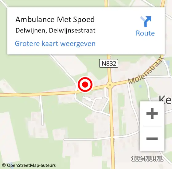 Locatie op kaart van de 112 melding: Ambulance Met Spoed Naar Delwijnen, Delwijnsestraat op 3 september 2022 08:03