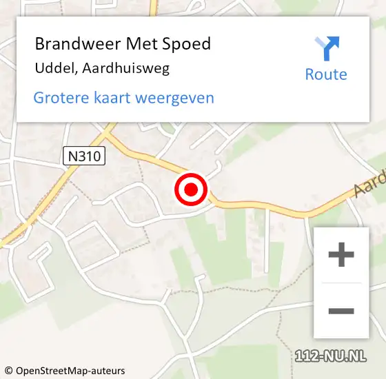 Locatie op kaart van de 112 melding: Brandweer Met Spoed Naar Uddel, Aardhuisweg op 3 september 2022 08:31