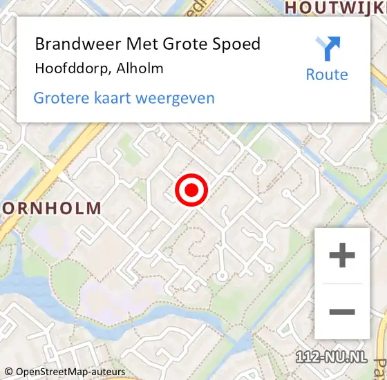 Locatie op kaart van de 112 melding: Brandweer Met Grote Spoed Naar Hoofddorp, Alholm op 3 september 2022 10:03